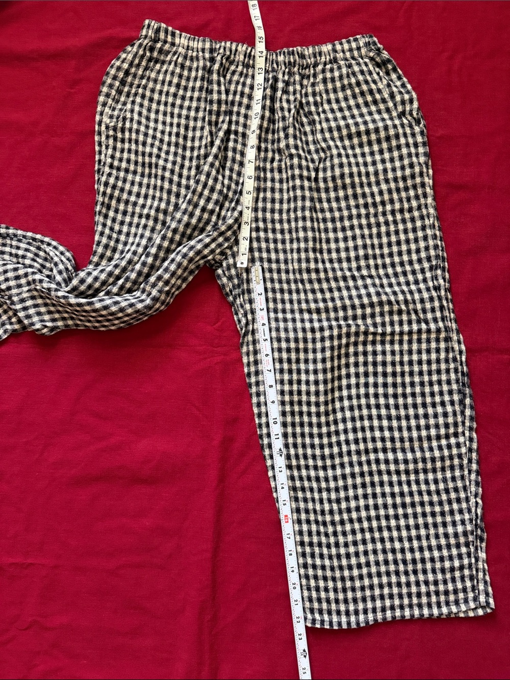 Flax Sz L Black and White Gingham Wide-Leg Pants - Picture 12 of 14